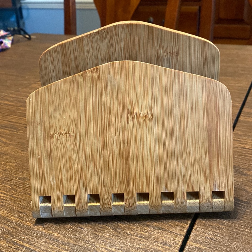 Bamboo Napkin Holder, Expandable, Natural, 6.5” Wide